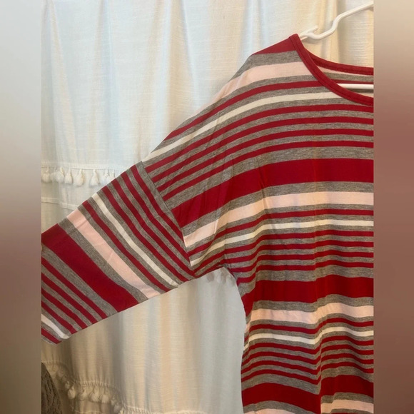 Sunday 3/4 sleeve t shirt striped red white pink size M - Picture 2 of 8